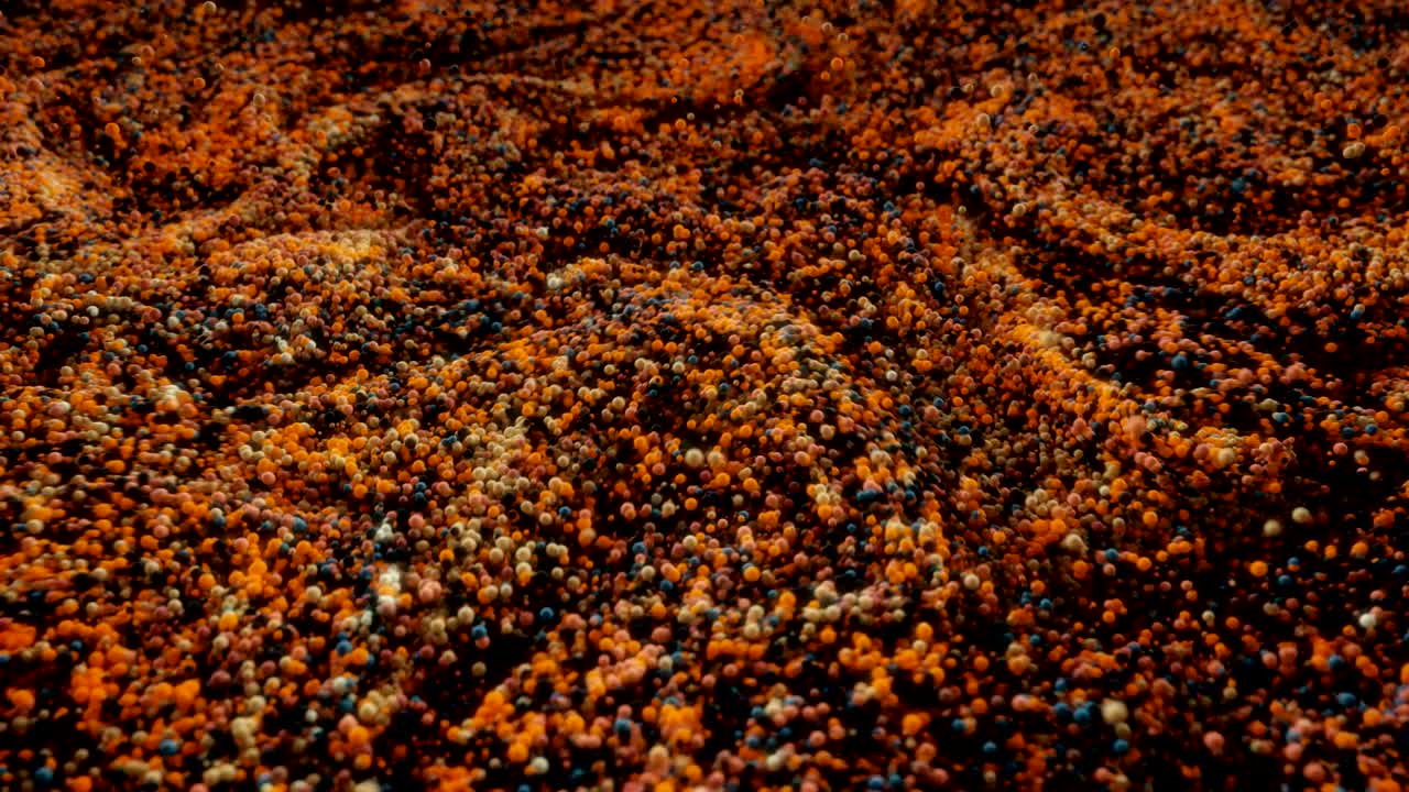 추상적인 구체들이 페인트처럼 회전하고 있습니다.