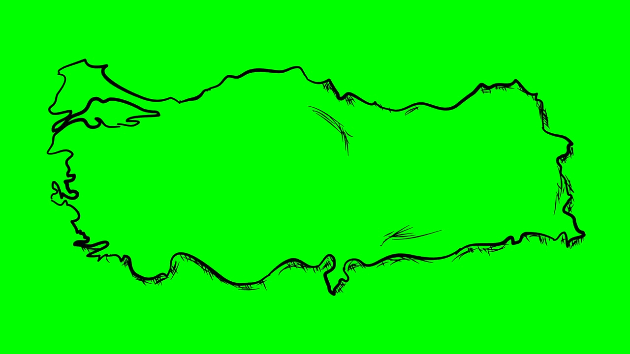 녹색 화면에 고립 된 화이트 보드에 칠면조 그림 윤 지도