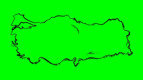 turkey drawing outline map on green screen isolated whiteboard