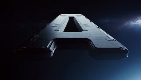 futuristic metallic letter 'a' in space