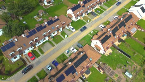 looking down, panel rooftop one the leading renewable, solar panels energy efficiency neighborhood suburb is covered in rooftop solar energy