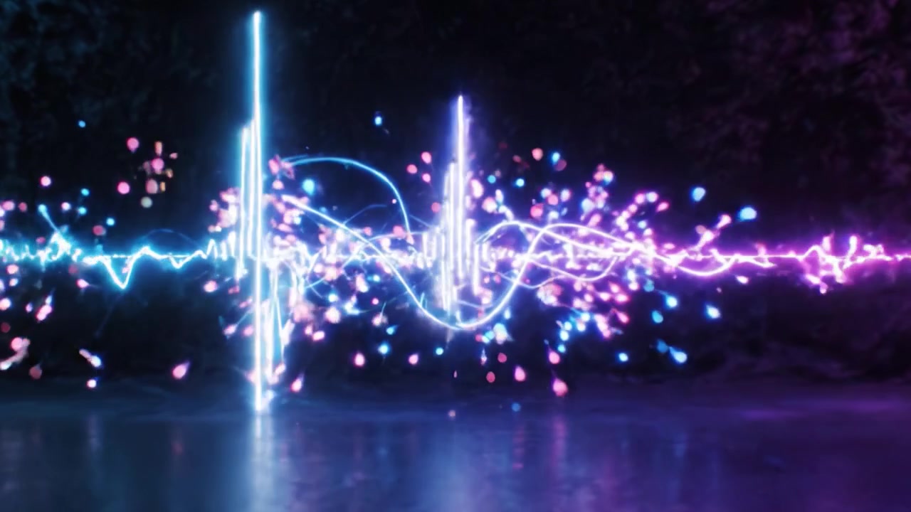 A captivating visual journey through sound represented by dynamic waveforms, showcasing the transformation and evolution of audio frequencies in stunning vivid colors.