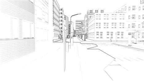dibujo de un concepto de una pequeña ciudad de un edificio 4k