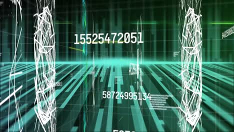 animación de la red de conexiones y procesamiento de datos en la interfaz