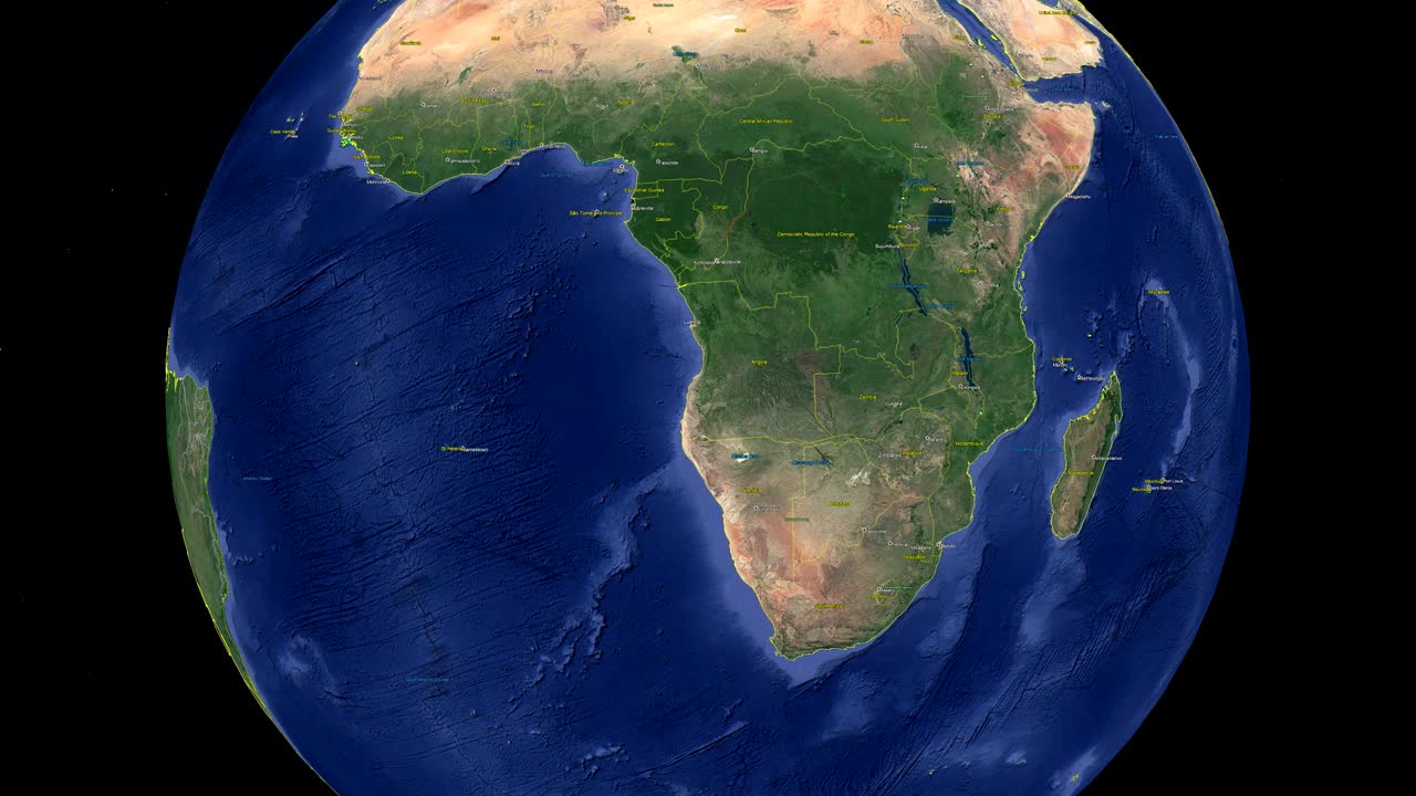 짐바브웨 발과 함께 우주에서 3d 지구 - 짐바부웨 외에서 확대