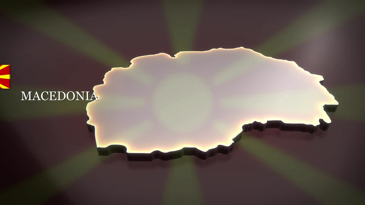 마케도니아의 3d 애니메이션 지도