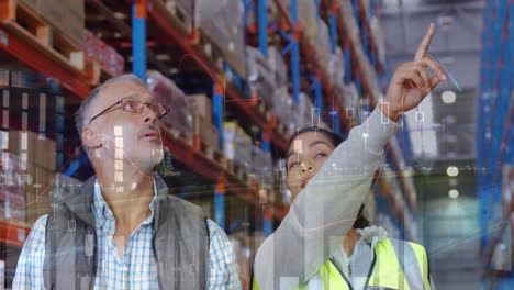 animación del procesamiento de datos sobre las personas que trabajan en el almacén