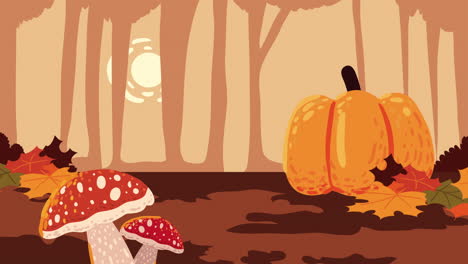 animación de paisajes de la temporada de otoño