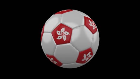 pelota de fútbol con bandera de hong kong, bucle, 4k con alfa