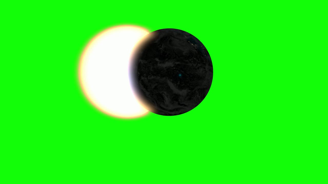 Green Screen Earth covering sun lunar eclipse