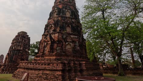 slow panoramic view of historic temple ruins