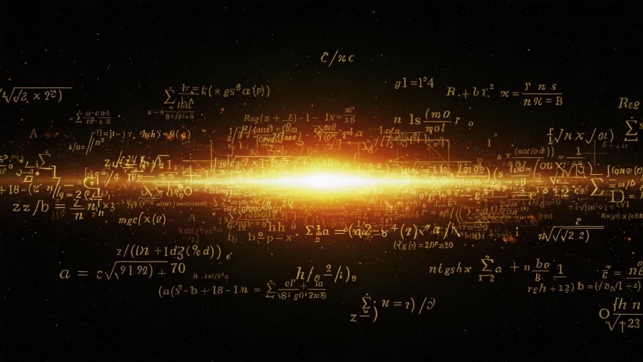 Stunning Visualization of Mathematical Equations and Theoretical Concepts Revealing the Beauty of Science in a Cosmic Background