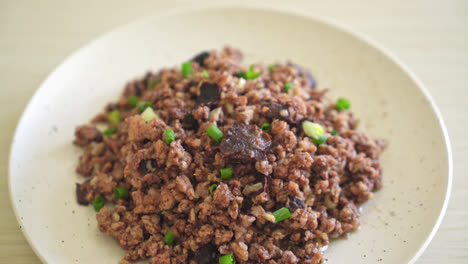 stir-fried chinese olives with minced pork - asian food style