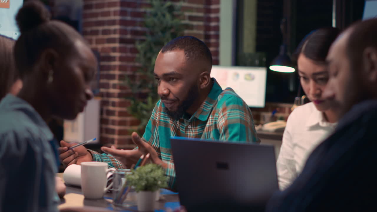 Employees team discussion in business meeting