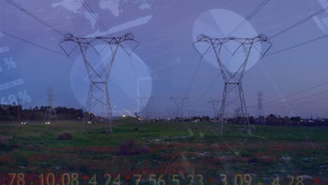 animation of network of connections with construction over pylons
