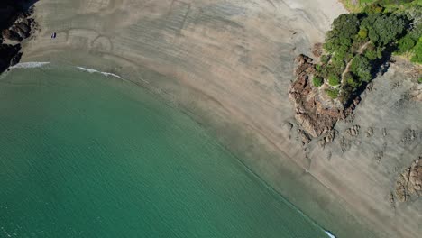 Sandy-Little-Oneroa-Beach-On-Coast-Of-Oneroa-Bay-In-Auckland,-New-Zealand