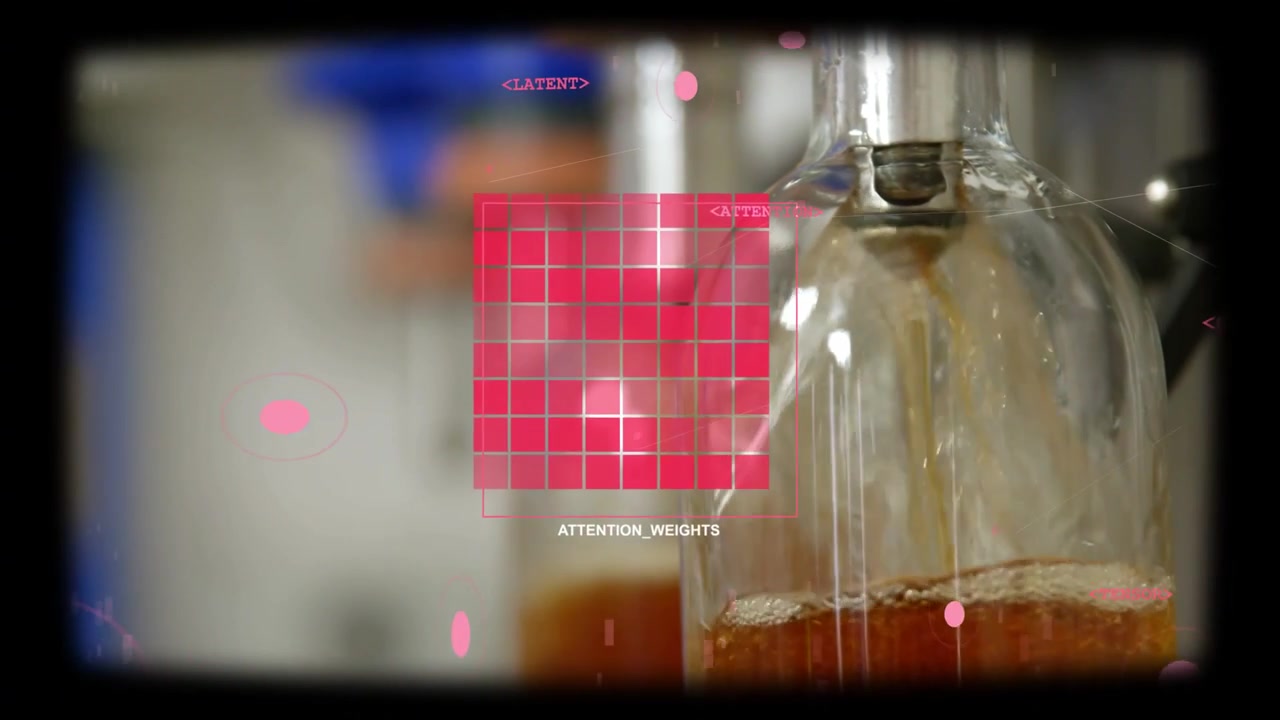 Nozzle releasing brown liquid, bottle filling with foam on lab bench for neural training overlay