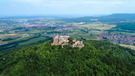 Hohenzollern-Castle,-Germany.-Aerial-FPV-drone-flights.