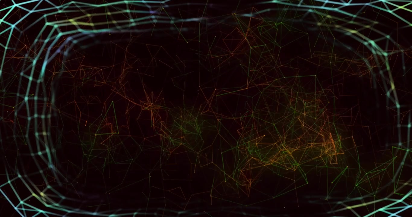 Animation af former over sort baggrund.