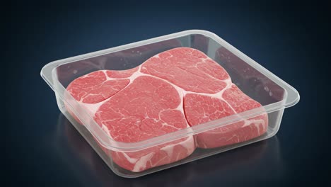 high-quality fresh meat displayed in a transparent tray, showcasing tender cuts ready for cooking or grilling, perfect for culinary experiences and meal preparation.