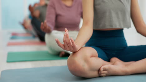 hands, yoga and meditation with a person