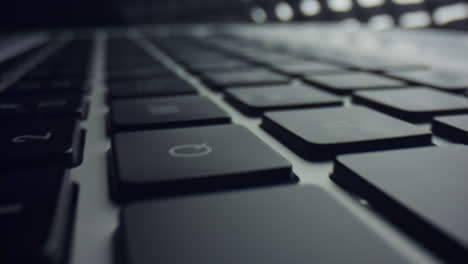 Laptop-computer-keyboard-with-black-keys.-Buttons-of-laptop-keyboard-in-detail