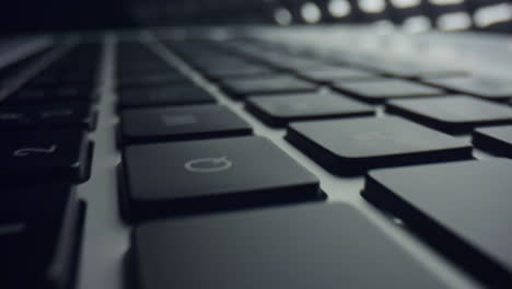 laptop computer keyboard with black keys. buttons of laptop keyboard in detail