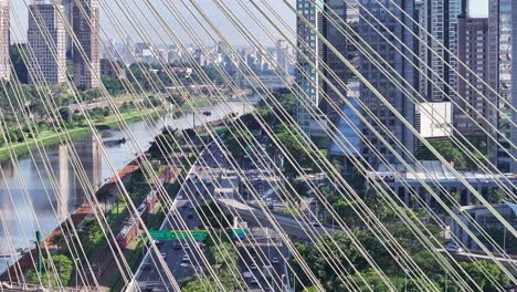 cable stayed bridge at downtown in sao paulo brazil