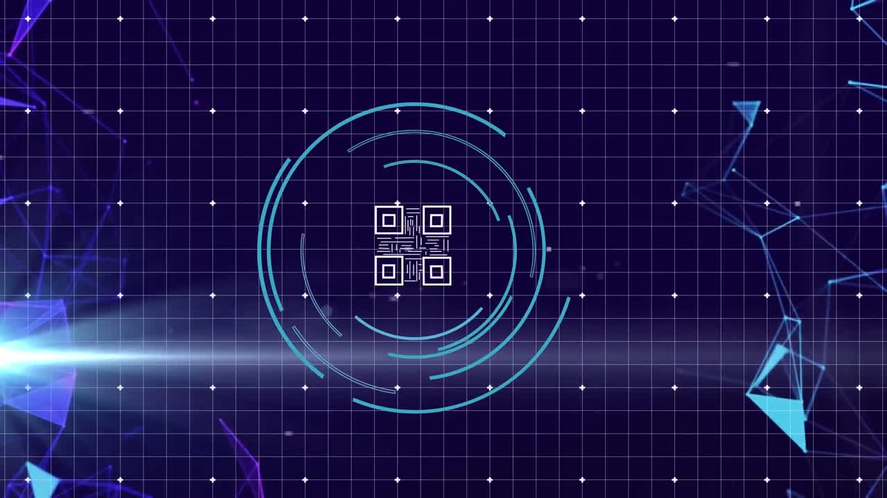 Animation of data processing on blue background