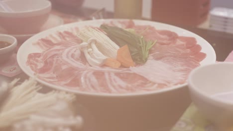 delicious pork hotpot with fresh vegetables