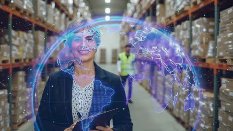 global logistics and supply chain management in a modern warehouse