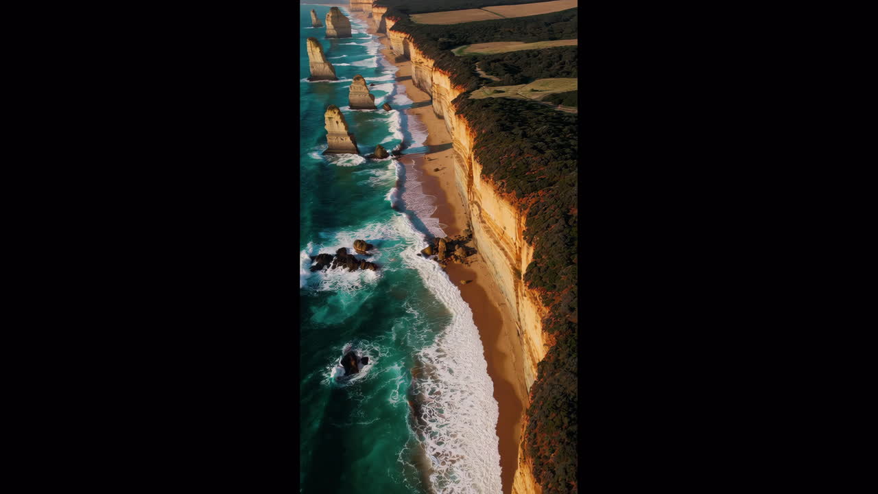 Drone View of the Twelve Apostles, Great Ocean Road, Australia