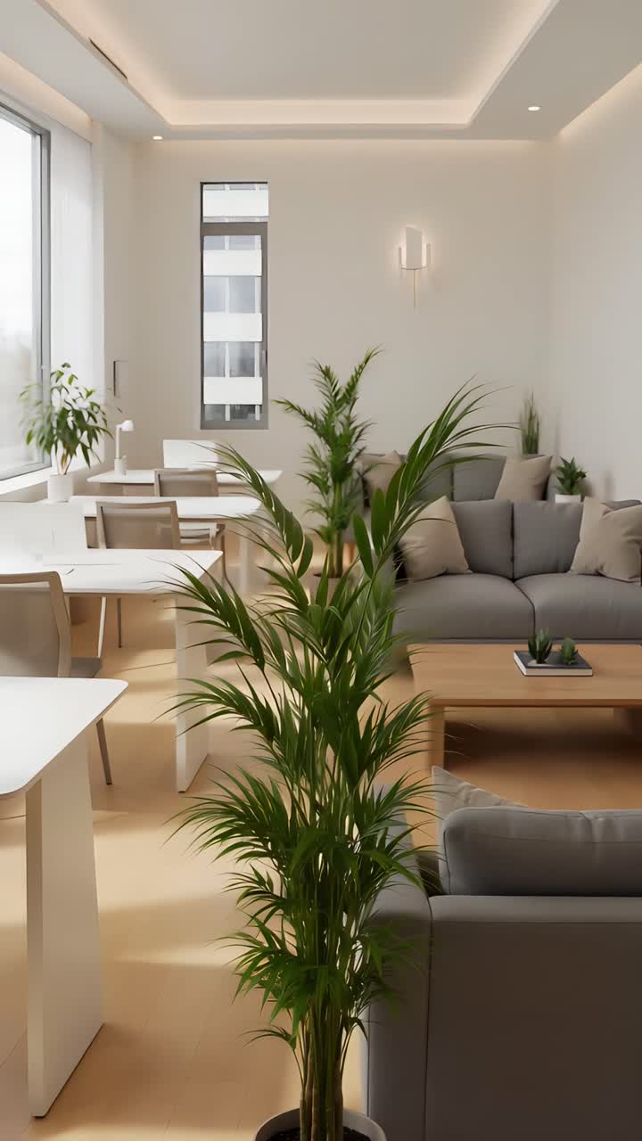 Interior Estético de Espacio de Coworking Moderno 4K