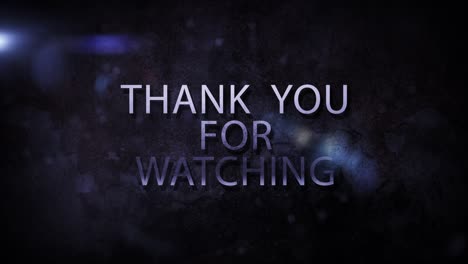 thanks for watching cinematic trailer background with optical flares and particles digital sci-fi hi-tech concept. 4k 3d science futuristic technology video cover. thank you for watching epic dramatic trailer.