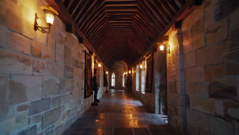 a long medieval hallway