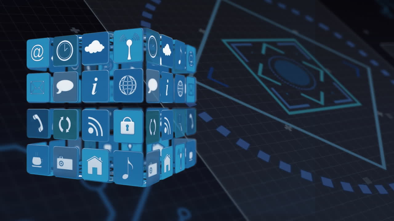 animación del alcance, la placa de circuitos y el procesamiento de datos.