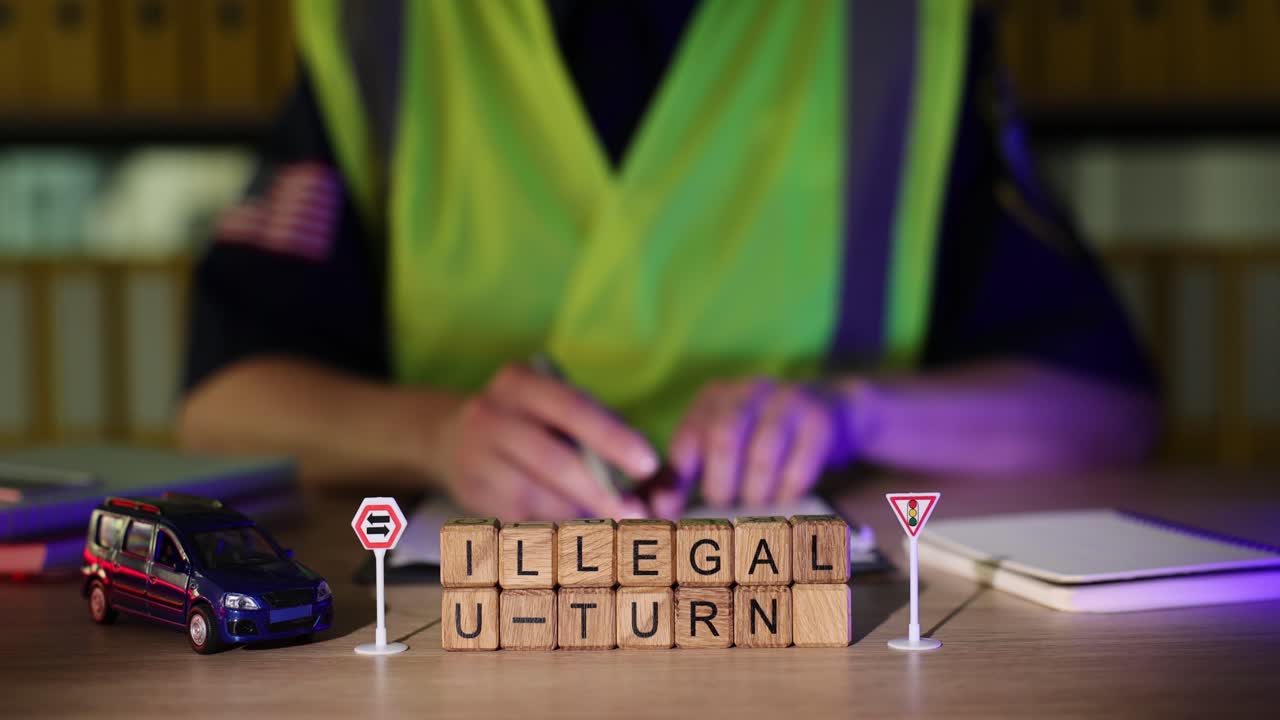 Traffic safety and illegal u-turn concept