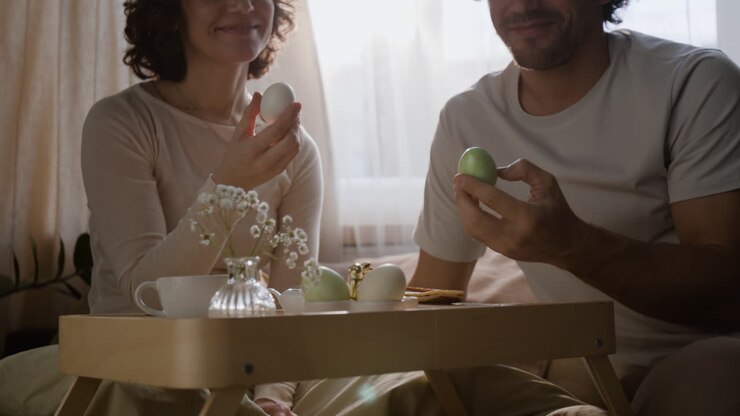 Couple Celebrating Easter at Home