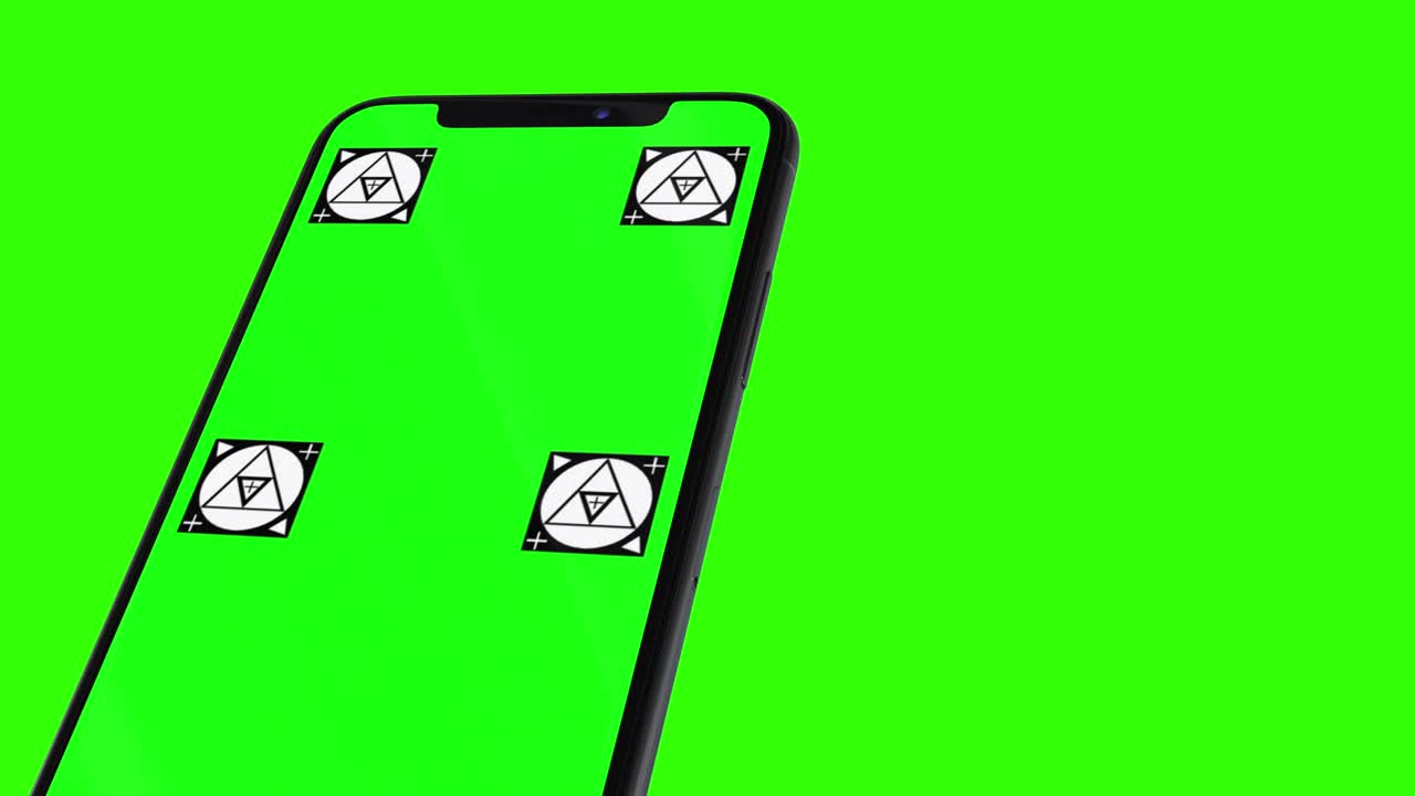 녹색 화면을 가진 고립된 스마트 폰