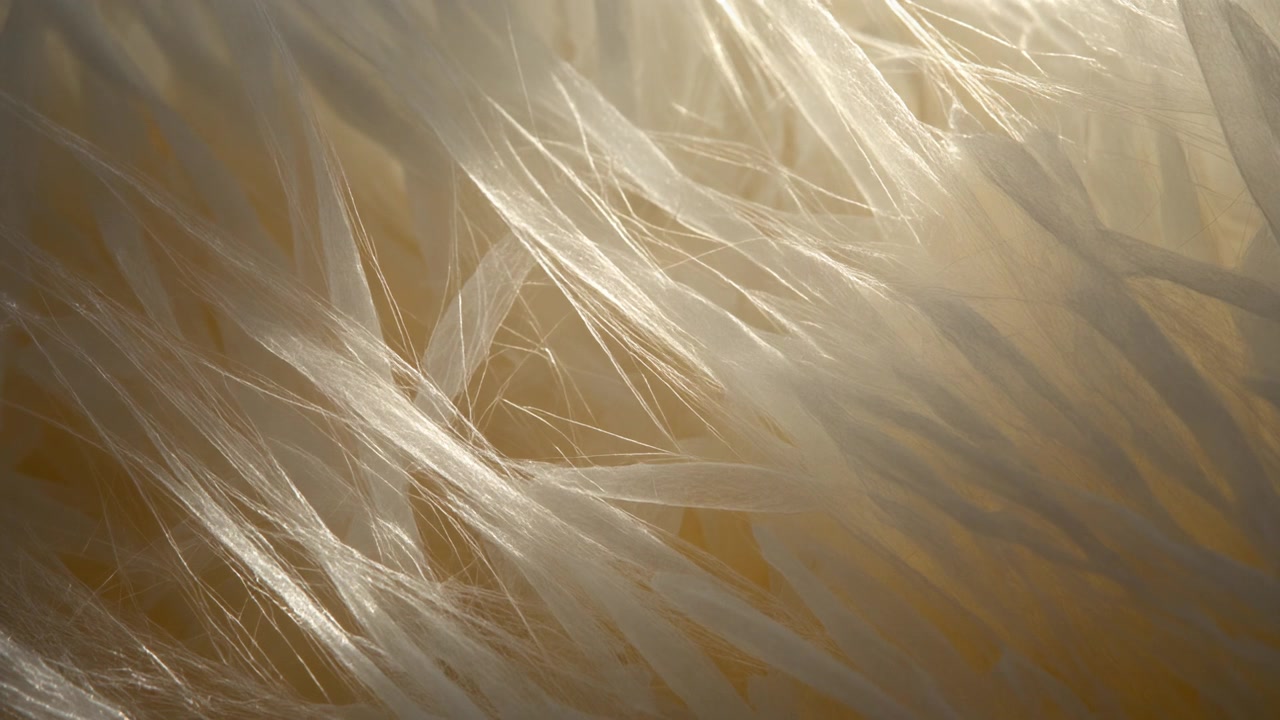 Macro Close-up of Soft White Fibers Moving Gently