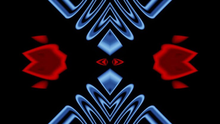 Glass abstract looping shimmers of blue and red