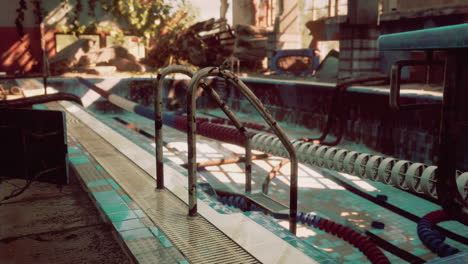 abandoned and decayed swimming pool in ruins