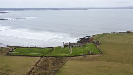 point-of-interest drone shot of st columba's church in point near stornoway on the isle of lewis, part of the outer hebrides of scotland