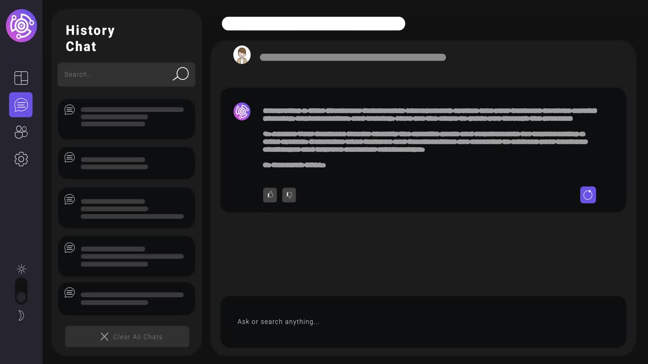 화면 위에서 채팅 데이터 처리의 애니메이션