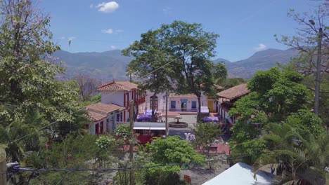 slow sliding shot showing pueblo paisa in cerro nutibara, medellin