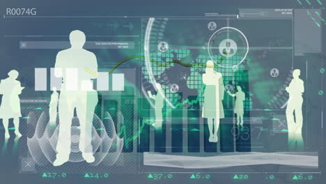 animation of data processing over business people