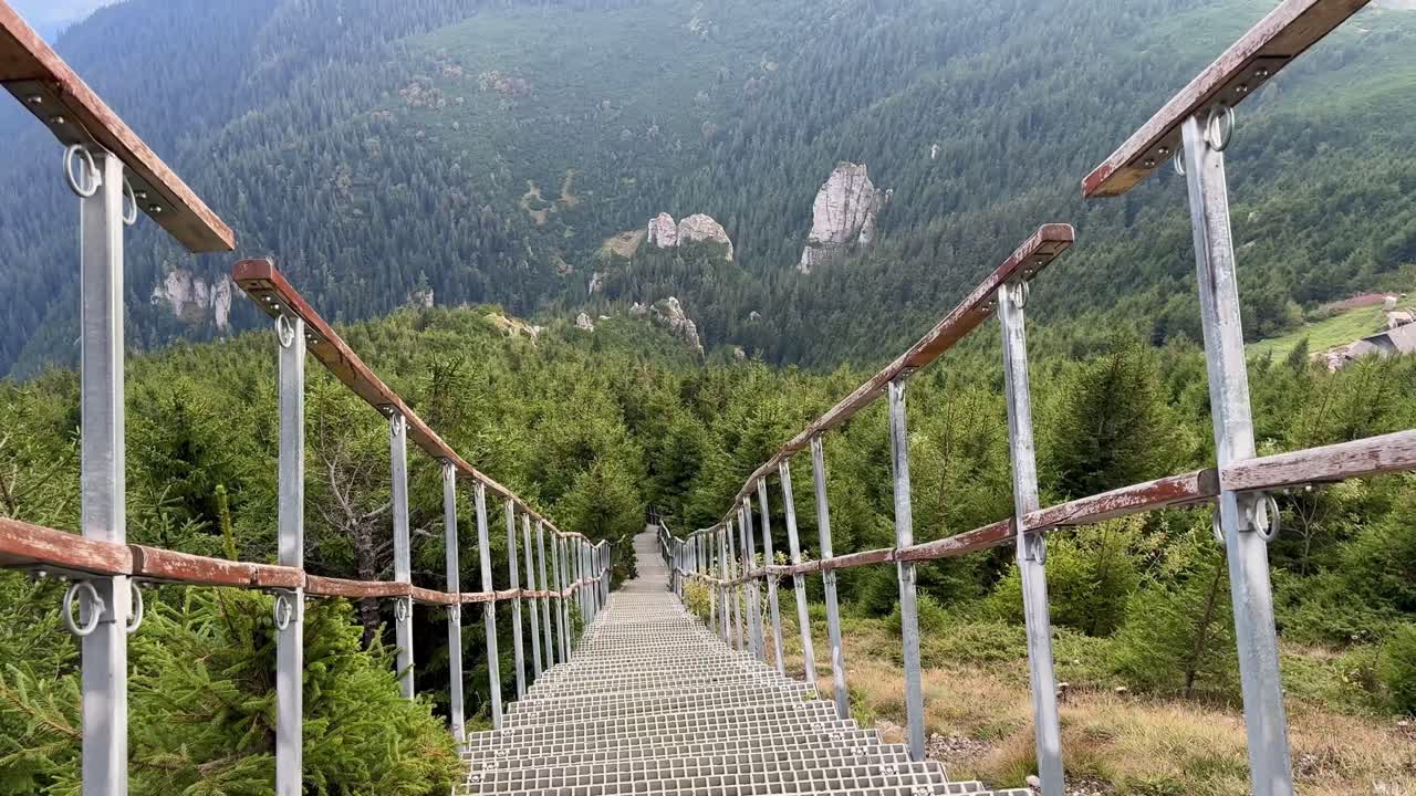 Climbing 500 stairs to Toaca Peak, Ceahlau National Park