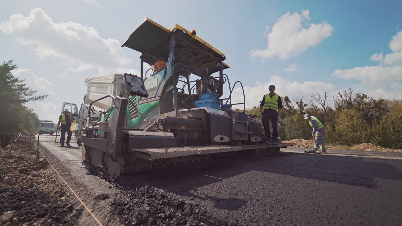 Road construction equipment. Construction of a new motorway