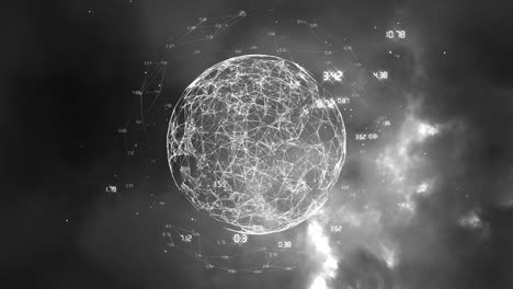 animación de la red de conexiones con números en todo el mundo