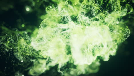 green flowing particles with explosive wave effect, 3d rendering.